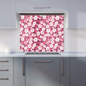 Warren Reed - Designer Small Cute White Flower Pattern Kitchen Splashback in Pink Size: 600mm x 650mm Pink 600mm x 650mm Warren Reed - Designer Small Cute White Flower Pattern Kitchen Splashback in Pink Size: 600mm x 650mm Pink 600mm x 650mm
