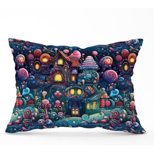 Warren Reed - Designer Whimsical Gingerbread House Pattern Cushions in Blue Size: 45 cm x 45 cm Blue 45 cm x 45 cm Warren Reed - Designer Whimsical Gingerbread House Pattern Cushions in Blue Size: 45 cm x 45 cm Blue 45 cm x 45 cm