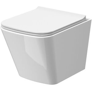 Balterley Rimless Wall Hung Square Toilet Pan & Soft Close Seat 325x350x480mm in White White Balterley Rimless Wall Hung Square Toilet Pan & Soft Close Seat 325x350x480mm in White White