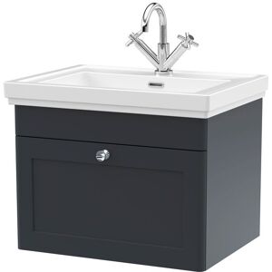 Balterley Traditional Wall Hung 1 Drawer Vanity 1 Tap Hole Fireclay Basin 600mm in Grey Grey Balterley Traditional Wall Hung 1 Drawer Vanity 1 Tap Hole Fireclay Basin 600mm in Grey Grey