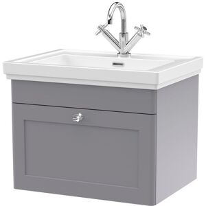 Balterley Traditional Wall Hung 1 Drawer Vanity 1 Tap Hole Fireclay Basin 600mm in Grey Grey Balterley Traditional Wall Hung 1 Drawer Vanity 1 Tap Hole Fireclay Basin 600mm in Grey Grey