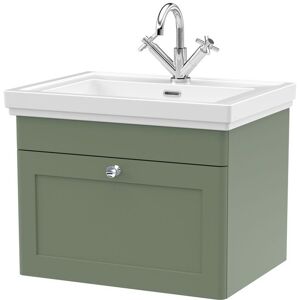 Balterley Traditional Wall Hung 1 Drawer Vanity 1 Tap Hole Fireclay Basin 600mm in Green Green Balterley Traditional Wall Hung 1 Drawer Vanity 1 Tap Hole Fireclay Basin 600mm in Green Green