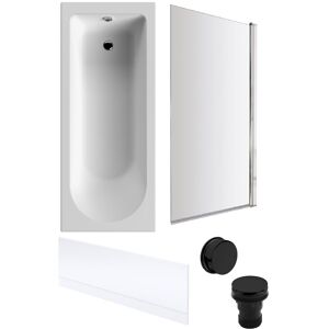 Balterley Round 1700x700 Bath Set - Front Panel, Chrome Screen & Black Waste in White White Balterley Round 1700x700 Bath Set - Front Panel, Chrome Screen & Black Waste in White White
