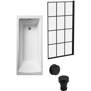 Balterley Square 1700x700 Bath Set - Leg Set & Black Screen & Black Waste in White White Balterley Square 1700x700 Bath Set - Leg Set & Black Screen & Black Waste in White White