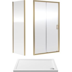 Balterley Ruwa Sliding Shower Suite: 6mm Glass Tray Door Panel 1200x760mm Brass in Metallics Metallics Balterley Ruwa Sliding Shower Suite: 6mm Glass Tray Door Panel 1200x760mm Brass in Metallics Metallics