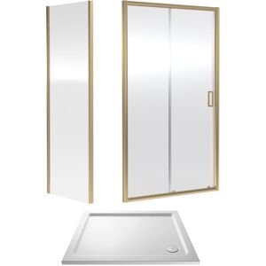 Balterley Ruwa Sliding Shower Suite: 6mm Glass Tray Door Panel 1200x900mm Brass in Metallics Metallics Balterley Ruwa Sliding Shower Suite: 6mm Glass Tray Door Panel 1200x900mm Brass in Metallics Metallics