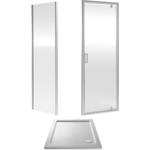 Balterley Ruwa Pivot Suite & 6mm Glass, 760x760mm Tray, Door & Side Panel Chrome in Silver Silver Balterley Ruwa Pivot Suite & 6mm Glass, 760x760mm Tray, Door & Side Panel Chrome in Silver Silver
