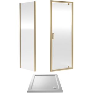 Balterley Ruwa Pivot Suite & 6mm Glass 800x800mm Tray, Door & Side Panel Brass in Metallics Metallics Balterley Ruwa Pivot Suite & 6mm Glass 800x800mm Tray, Door & Side Panel Brass in Metallics Metallics