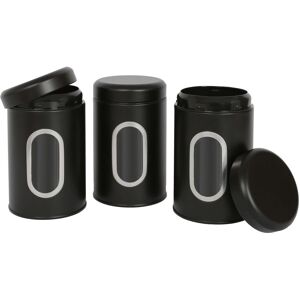 Harbour Housewares 3pc Food Storage Container with Window Stainless Steel Tea Coffee Sugar Canister in Black Size: 3 Pack Black 3 Pack Harbour Housewares 3pc Food Storage Container with Window Stainless Steel Tea Coffee Sugar Canister in Black Size: 3 Pack Black 3 Pack
