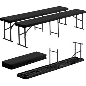 Harbour Housewares 6ft Trestle Bench 4 Person Portable Folding Outdoor Heavy-Duty Seat Bench - Pack of 2 in Black Black Harbour Housewares 6ft Trestle Bench 4 Person Portable Folding Outdoor Heavy-Duty Seat Bench - Pack of 2 in Black Black