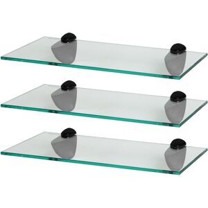 Harbour Housewares 3x Glass Bathroom Shower Storage Shelves - 40cm in Black Black Harbour Housewares 3x Glass Bathroom Shower Storage Shelves - 40cm in Black Black