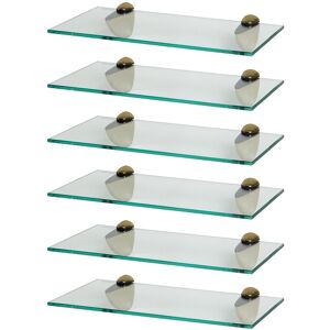 Harbour Housewares 6x Glass Bathroom Shower Storage Shelves - 40cm in Gold Gold Harbour Housewares 6x Glass Bathroom Shower Storage Shelves - 40cm in Gold Gold