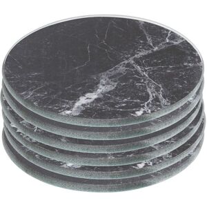 Harbour Housewares 6x Round Glass Coasters - 10cm - Marble Effect Tabletop Drink Coaster in Black Black Harbour Housewares 6x Round Glass Coasters - 10cm - Marble Effect Tabletop Drink Coaster in Black Black