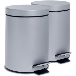 Harbour Housewares Round Stainless Steel Pedal Bins - 3 Litre - Pack of 2 in Grey Grey Harbour Housewares Round Stainless Steel Pedal Bins - 3 Litre - Pack of 2 in Grey Grey