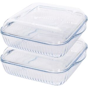 Argon Tableware Optical Square Glass Oven Dishes with Lid - 24cm x 21cm - 2x Large Baking Tray in Clear Size: 24 cm x 21 cm Clear 24 cm x 21 cm Argon Tableware Optical Square Glass Oven Dishes with Lid - 24cm x 21cm - 2x Large Baking Tray in Clear Size: 24 cm x 21 cm Clear 24 cm x 21 cm