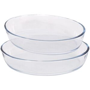 Argon Tableware Oval Glass Oven Dish Set - 2 Sizes - 2pc Deep Baking Tray in Clear Clear Argon Tableware Oval Glass Oven Dish Set - 2 Sizes - 2pc Deep Baking Tray in Clear Clear