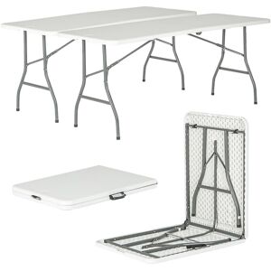 Harbour Housewares Folding Camping Picnic Tables - 180cm (6ft) - Pack of 2 in White White Harbour Housewares Folding Camping Picnic Tables - 180cm (6ft) - Pack of 2 in White White