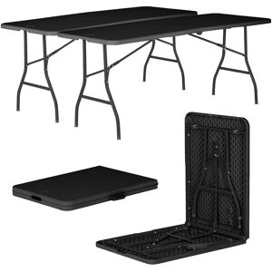 Harbour Housewares Folding Camping Picnic Tables - 180cm (6ft) - Pack of 2 in Black Black Harbour Housewares Folding Camping Picnic Tables - 180cm (6ft) - Pack of 2 in Black Black