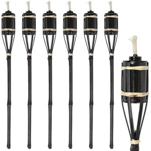 Harbour Housewares Bamboo Garden Fire Torches - 60cm - Pack of 6 in Black Black Harbour Housewares Bamboo Garden Fire Torches - 60cm - Pack of 6 in Black Black