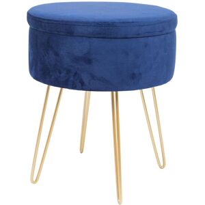 Harbour Housewares Round Velvet Storage Footstool - H45 x D36cm - Gold Legs in Blue Blue Harbour Housewares Round Velvet Storage Footstool - H45 x D36cm - Gold Legs in Blue Blue