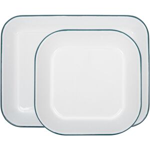 Argon Tableware White Rectangle Enamel Baking Tray Set - 2pc White Argon Tableware White Rectangle Enamel Baking Tray Set - 2pc White