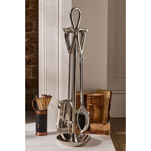 Dibor Contemporary Fireplace Freestanding 4pc Fireside Companion Set H75cm in Silver Silver Dibor Contemporary Fireplace Freestanding 4pc Fireside Companion Set H75cm in Silver Silver