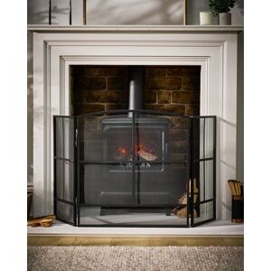 Dibor Contemporary Style Matte Black Fire Screen 3 Folding Fireplace Guard Window Pane Fire Guard H64 x W120cm Black Dibor Contemporary Style Matte Black Fire Screen 3 Folding Fireplace Guard Window Pane Fire Guard H64 x W120cm Black