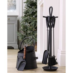 Dibor Contemporary Black Fireside 4pc Freestanding Companion Set with Coal Bucket & Shovel Black Dibor Contemporary Black Fireside 4pc Freestanding Companion Set with Coal Bucket & Shovel Black