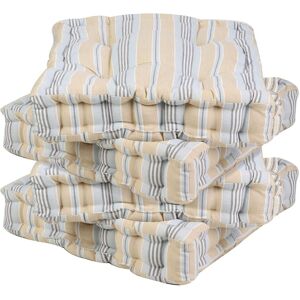 Dibor Set of 4 Giant Striped Chair Seat Pad Box Cushions L50 x W50cm Size: 50 cm x 50 cm Multicolor 50 cm x 50 cm Dibor Set of 4 Giant Striped Chair Seat Pad Box Cushions L50 x W50cm Size: 50 cm x 50 cm Multicolor 50 cm x 50 cm