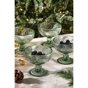 Dibor Set of 4 Laurier Green Embossed Leaf Footed Bowls H10.5 x Dia 12cm Size: 4 Pack Green 4 Pack Dibor Set of 4 Laurier Green Embossed Leaf Footed Bowls H10.5 x Dia 12cm Size: 4 Pack Green 4 Pack