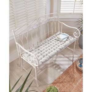 Dibor Vintage Cream Iron Arched Back Furniture Bench with Free Seat Pad Cream Dibor Vintage Cream Iron Arched Back Furniture Bench with Free Seat Pad Cream