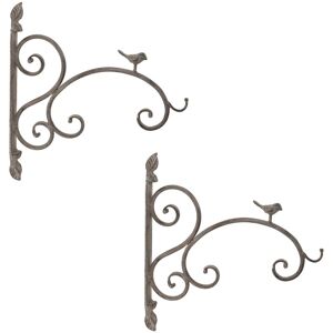 Dibor Set of 2 Vintage Ornate Scrolled Outdoor Garden Basket Wall Bracket in Grey Size: 2 Pack Grey 2 Pack Dibor Set of 2 Vintage Ornate Scrolled Outdoor Garden Basket Wall Bracket in Grey Size: 2 Pack Grey 2 Pack