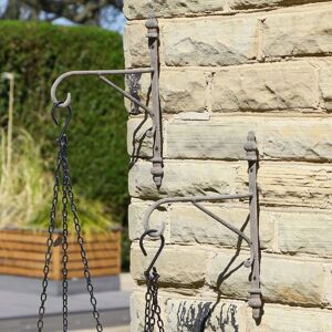 Dibor Set of 2 Cast Iron Garden Hanging Bracket Wall Brackets in Grey Grey Dibor Set of 2 Cast Iron Garden Hanging Bracket Wall Brackets in Grey Grey