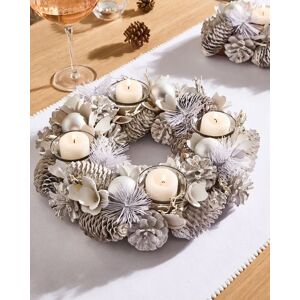 Dibor White Frosted Round Table Centrepiece Christmas Decoration Candle Holders Tealight Holder 30cm White Dibor White Frosted Round Table Centrepiece Christmas Decoration Candle Holders Tealight Holder 30cm White