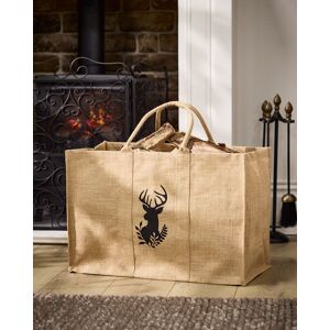Dibor Traditional Hazelwood Stag Hessian Firewood Log Storage Jute Bag H40 x W60cm in Natural Natural Dibor Traditional Hazelwood Stag Hessian Firewood Log Storage Jute Bag H40 x W60cm in Natural Natural