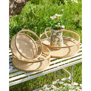 Dibor Set of 3 Traditional Bamboo Nesting Decorative Trays in Natural Natural Dibor Set of 3 Traditional Bamboo Nesting Decorative Trays in Natural Natural