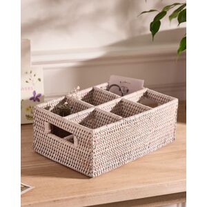 Dibor Traditional Style White Premium Rattan Six Section Storage Caddy Size: Medium White M Dibor Traditional Style White Premium Rattan Six Section Storage Caddy Size: Medium White M