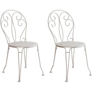 Dibor Set of 2 Vintage White Indoor Outdoor Garden Furniture Bistro Chairs White Dibor Set of 2 Vintage White Indoor Outdoor Garden Furniture Bistro Chairs White