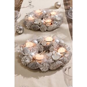 Dibor Set of 2 White Frosted Round Table Centrepiece Christmas Decoration Candle Holders Tealight Holder 30cm Size: 2 Pack White 2 Pack Dibor Set of 2 White Frosted Round Table Centrepiece Christmas Decoration Candle Holders Tealight Holder 30cm Size: 2 Pack White 2 Pack