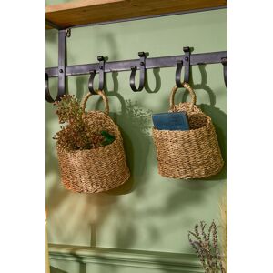 Dibor Set of 2 Woven Wall Hanging Indoor Storage Baskets in Natural Natural Dibor Set of 2 Woven Wall Hanging Indoor Storage Baskets in Natural Natural