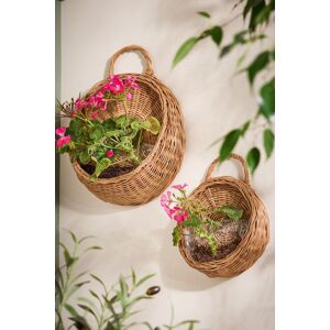 Dibor Set of 2 Round Wall Hanging Indoor Planter Baskets in Natural Natural Dibor Set of 2 Round Wall Hanging Indoor Planter Baskets in Natural Natural
