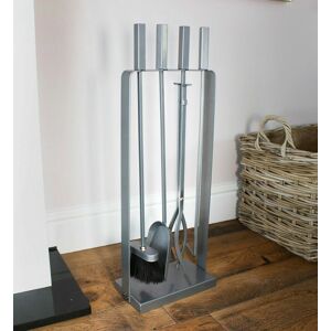 Marco Paul 4pc Contemporary Silver Fireside Tool Set Silver Marco Paul 4pc Contemporary Silver Fireside Tool Set Silver