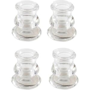 Marco Paul Pack of 4 Glass 7cm Taper Candle Stick Holder Table Centre Piece in Clear Clear Marco Paul Pack of 4 Glass 7cm Taper Candle Stick Holder Table Centre Piece in Clear Clear