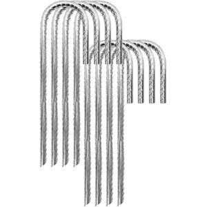 Marco Paul 8pc Large 30cm Galvanised Steel Ground Pegs for Tents, Weed Fabric in Silver Silver Marco Paul 8pc Large 30cm Galvanised Steel Ground Pegs for Tents, Weed Fabric in Silver Silver