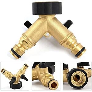 Marco Paul 2 Way Brass Hose Connectors Splitter 3/4" Tap Connector with Individual On/Off in Gold Gold Marco Paul 2 Way Brass Hose Connectors Splitter 3/4" Tap Connector with Individual On/Off in Gold Gold