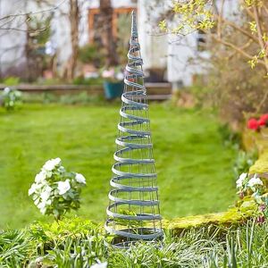 Marco Paul 1.2m Grey Rattan Spiral Obelisk for Climbing Plants in Silver Silver Marco Paul 1.2m Grey Rattan Spiral Obelisk for Climbing Plants in Silver Silver