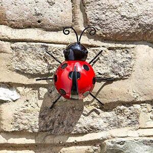 Marco Paul 15cm Red Metal Ladybird Wall Art for Garden in Dark Red Dark Red Marco Paul 15cm Red Metal Ladybird Wall Art for Garden in Dark Red Dark Red