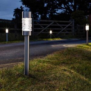 Marco Paul 6 Pack of Silver Stainless Solar Powered Stake Lights 57cm in Metallic Silver Metallic Silver Marco Paul 6 Pack of Silver Stainless Solar Powered Stake Lights 57cm in Metallic Silver Metallic Silver