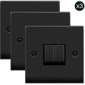 SE Home 3 PACK - Matt Black 10A 2 Gang 2 Way Ingot Light Switch Black SE Home 3 PACK - Matt Black 10A 2 Gang 2 Way Ingot Light Switch Black
