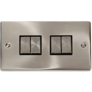 SE Home Satin / Brushed Chrome 10A 4 Gang 2 Way Ingot Light Switch in Metallic Silver Metallic Silver SE Home Satin / Brushed Chrome 10A 4 Gang 2 Way Ingot Light Switch in Metallic Silver Metallic Silver